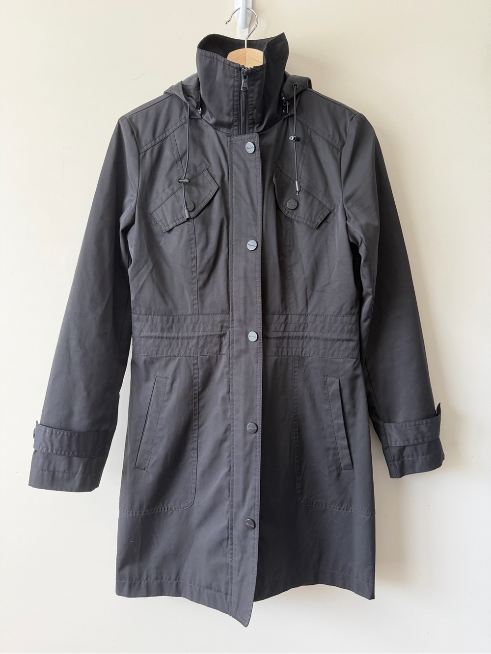 Kenneth Cole Black Hooded Trench Coat